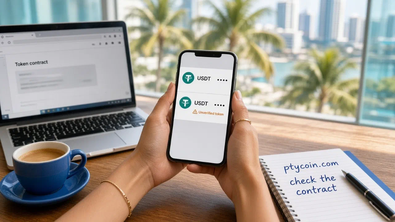 How do you tell if the USDT in your wallet is real? Same name, ticker and logo can sit on a fake airdrop, so you match the token contract to Tether's official list on that network and leave the rest untouched